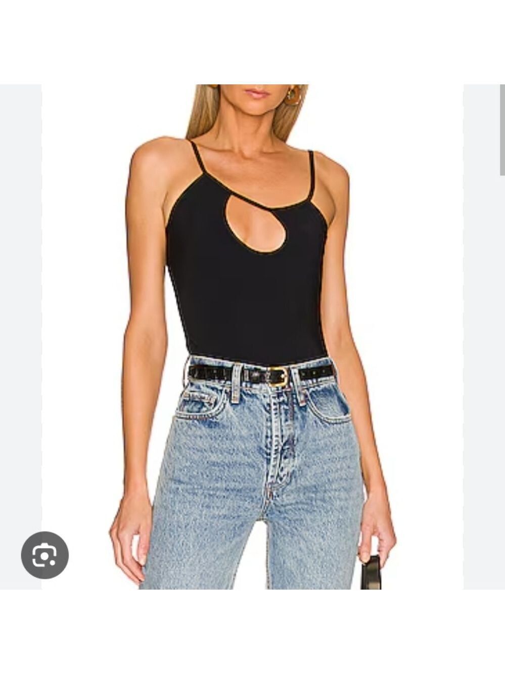 ALIX NYC BLACK DOREST ASYMMETRICAL NECKLINE CUTOUT BODYSUIT